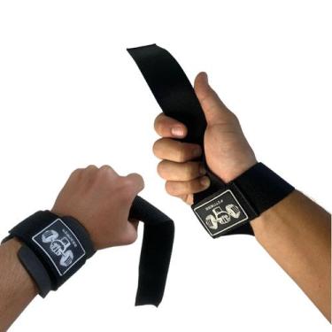 Imagem de Kit 2 Strap Munhequeira Musculação Para Academia Preto - Zero1, 1 DE C