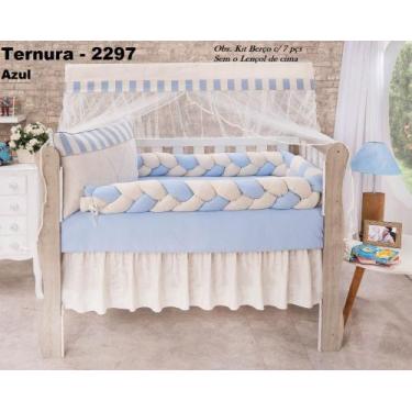 Imagem de Kit enxoval para berço bebê modelo de trança monreale azul menino neut