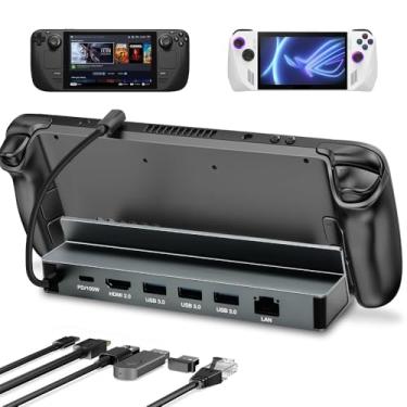 Imagem de Bahkol Steam Deck Dock, Base Dock Station 6 em 1 com HDMI 4K @ 60Hz, Ethernet de 1000 Mbps, Carregamento Rápido 100W PD e 3 Portas USB-C Preto