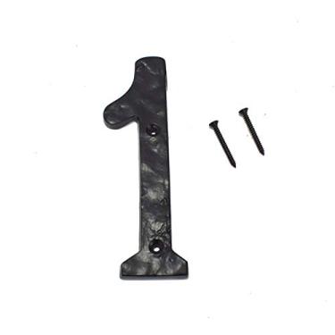 Imagem de WIGANO Números de porta de casa de hotel de 14 cm em ferro fundido preto (1 (um))