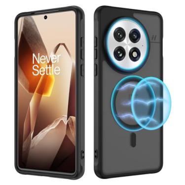 Imagem de Ruky Capa magnética para OnePlus 13 com MagSafe, [[Não serve para OnePlus 12] Capa protetora fina translúcida fosca à prova de choque fina para OnePlus 13, preta