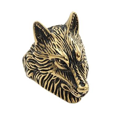 Imagem de PAURO Anel masculino de aço inoxidável banhado a ouro/prata/preto vintage cabeça de lobo motociclista, Metal, Metal