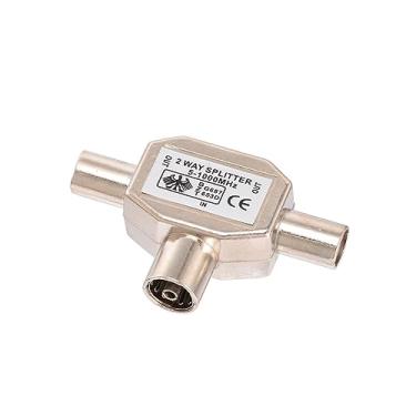 Imagem de Bingfu Divisor coaxial de antena 2 vias PAL TV IEC DVB-T 1 fêmea para 2 macho RF conector adaptador interno 1 GHz 5-1000 MHz para conexões Foxtel Optus CATV SAT DTV