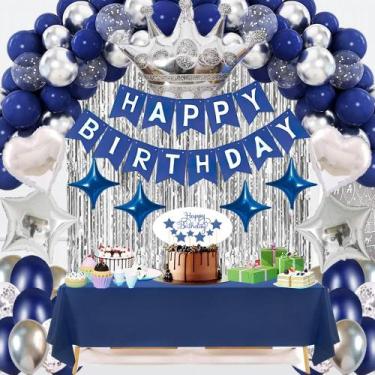 Imagem de Kit de Decoração de Festa de Aniversário Azul Marinho JiayJinx - Para 