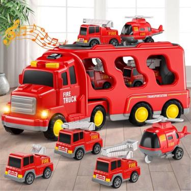 Imagem de Carrinhos de Bombeiros 5 em 1 - Brinquedo Infantil para Crianças de 3 