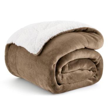 Imagem de Cobertor Sherpa Bedsure para Sofá - 130 x 150 cm - Cor Camelo