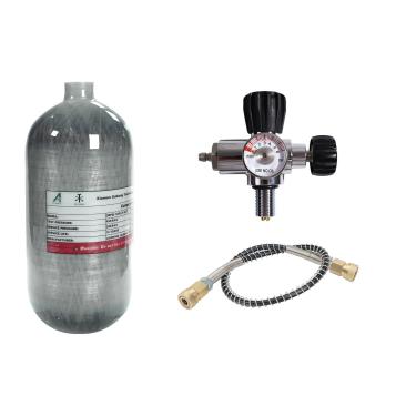 Imagem de TUXING Tanque de ar de fibra de carbono 4500psi 2,5 L com válvula reguladora de enchimento Pcp, M18 x 1,5, sistema de ar comprimido PCP Paintball para rifles de ar PCP/jogo PCP