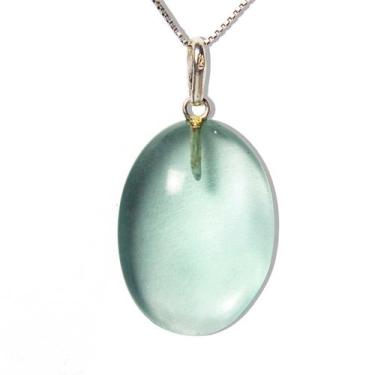 Imagem de Colar Cabochão Pedra Obsidiana Verde Castoação Prata 950 - CristaisdeC