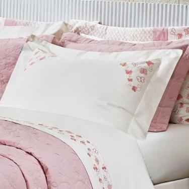 Imagem de Roupa de Cama Solteiro Clara Bordado Algodão 200 Fios 03 Peças - Borda
