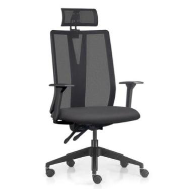 Imagem de Cadeira Escritório Giratória Presidente Flow F02 Base Preta Linho Graf