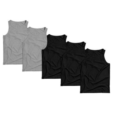 Imagem de Kit 5 Regatas Masculina Camiseta Lisa Premium Algodão Camisa - Basic F