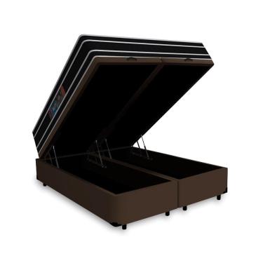 Imagem de Cama Box Baú Queen + Colchão De Espuma D33 - Castor - Black White Double Face 158x198x69cm Marrom