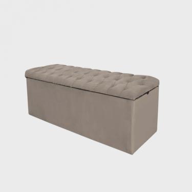 Imagem de Calçadeira Recamier Estofada Inglaterra 90cm Solteiro Capitonê Suede Bege - Ahz Móveis