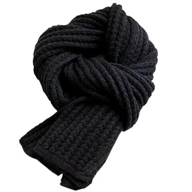 Imagem de Cachecol de malha feminino cachecol de inverno para mulheres cachecol de malha quente macio cachecol térmico grosso simples cachecol de fio aconchegante para mulheres meninas presentes de inverno