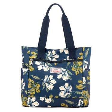 Imagem de CHIC DIVINNA Bolsa de ombro média feminina leve de nylon impermeável para uso diário para academia, viagem, praia, impresso, Medium