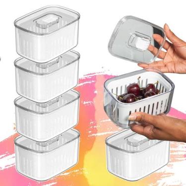 Imagem de Kit com 6 Potes Organizadores com Escorredor Interno 650ml - BPA Free 