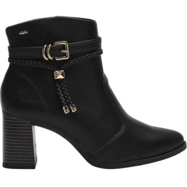 Imagem de Bota Feminina Casual Dia a Dia Passeio Bico Fino Detalhes Metalizados Salto Médio Cano Baixo Dakota Da781