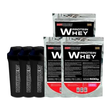 Imagem de Kit 3X Whey Protein 500G+ 3X Coqueteleira - Bodybuilders