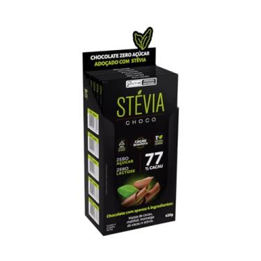 Imagem de Kit com 6 Tabletes de Chocolate 77% Cacau Zero Açúcar Zero Lactose de 70g cada - StéviaChoco