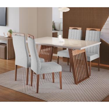 Imagem de Conjunto Sala de Jantar Moscou com 4 Cadeiras Grecia Madetal - Cinza