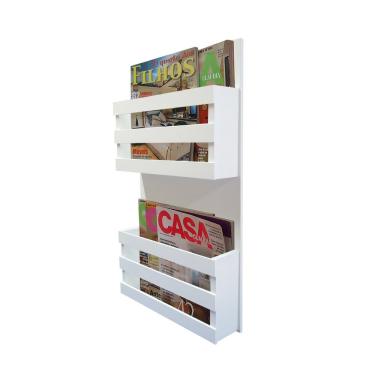 Imagem de Revisteiro De Parede Porta Revistas Livros Branco Laca