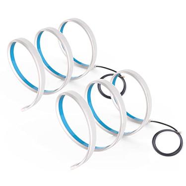 Imagem de MICTUNING Luz de tubo de fita de superfície de farol de LED 50 cm DRL branco e âmbar luz de corrida diurna de interruptor sequencial de luz de giro universal flexível tira de lâmpada de LED 2 peças