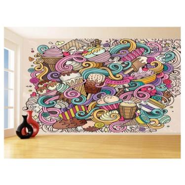Imagem de Papel De Parede 3D Alimentos Sorvetes Doces Arte 3,5M Al345 - Você Dec