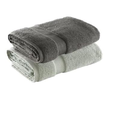 Imagem de Jogo de Toalha de Banho Super Soft Zero Twist, 2 peças, 70x140cm, Algodão, Toque Macio, 500g/m², Altihaus, Alta Absorção, Durabilidade (Verde/Chumbo)