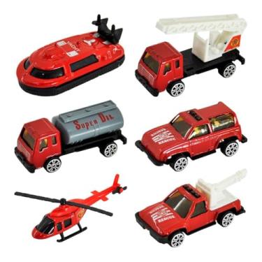 Imagem de Kit 6 Veículos Miniaturas Dm Collection Vermelho 1:64 - Dm Toys