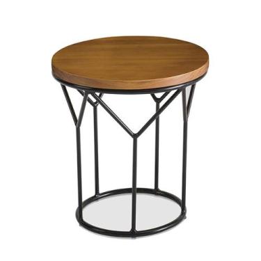Imagem de Mesa Lateral Redonda Stillus Baixa Tampo Mel Estrutura Aço Carbono Pre