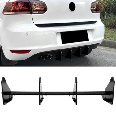 Imagem de Spoiler de para-choque traseiro compatível com Golf MK6 2008-2012 Kit de carroceria divisor de para-choque traseiro protetor labial avental acessórios de carro (preto brilhante)