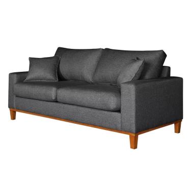 Imagem de Sofá Istambul 3 Lugares Linho Sala Reforçado Madeira Balaqui