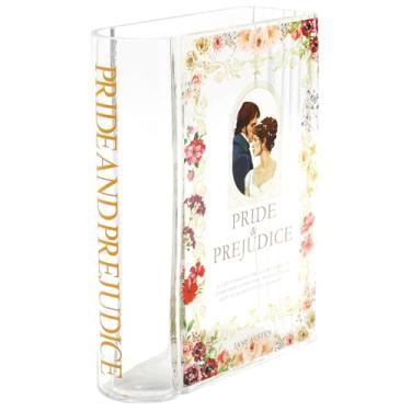 Imagem de PORPAN Vaso de vidro em forma de livro para flores, pequeno vaso de flores transparente para quarto, sala de estar, escritório, mesa de centro, estante (orgulho)