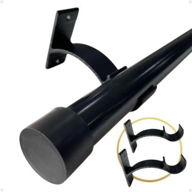 Imagem de Kit 2 Suporte Perfil Parede Varão Comum Ilhós 28mm Cortina Argola Inst