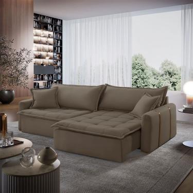 Imagem de Sofá Cama Veludo em Madeira Eucalipto 280cm Braço 20cm Arizona Meu Sofá Online