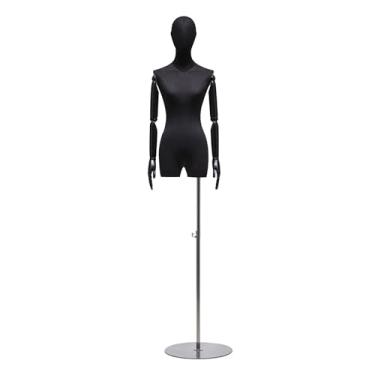 Imagem de Mannequin Torso de manequim com suporte, cabeça e braços ajustáveis ​​e removíveis, adequado para camisetas, saias, jaquetas(White)