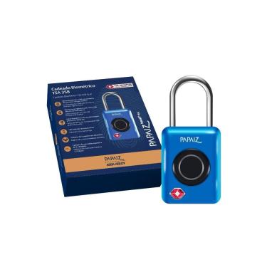 Imagem de Cadeado TSA Digital com Biometria e senha 35B Papaiz Azul