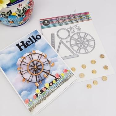 Imagem de Alinacutle 1 peça de matriz de roda gigante para corte de metal com 10 peças de rolamento giratório para fazer cartões artesanais, álbuns, álbuns, festivais, faça você mesmo, embalagem de presentes