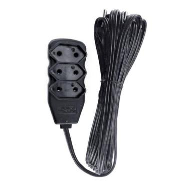 Imagem de Extensão Slim 3 Tomadas Bipolar Bivolt 5 Metros Preto - Force Line