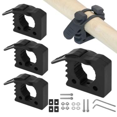 Imagem de Kit de montagem de grampo de borracha de liberação rápida, pacote com 4, suporte de rack de teto ajustável de 3,8 cm a 3,5 cm para pás, machados, aderência de borracha para caminhões, UTV, ATV, parede