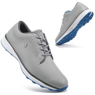 Imagem de Tênis de golfe profissional masculino clássico confortável para esportes ao ar livre tamanho 7-15 tênis de golfe antiderrapante masculino, Cinza, 46