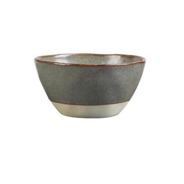 Imagem de Cerâmica sob o esmalte cor grande capacidade pequena tigela de arroz japonês retro grosso talheres - 11,4 cm - flor verde