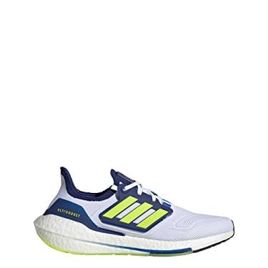 Imagem de adidas Tênis de corrida masculino Ultraboost 22, Nuvem branco/amarelo solar/azul, 6.5
