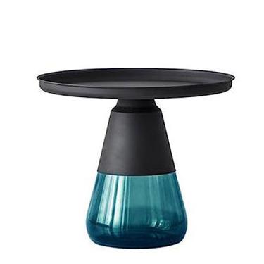 Imagem de Mesa de centro de design simples, mesa de canto redonda, mesa lateral pequena para espaços pequenos, mesa lateral de luxo com base de vidro, mesa de centro moderna, mesa lateral minimalista totalmente