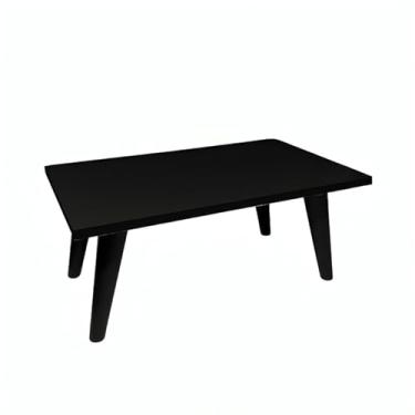 Imagem de Mesa De Centro 50cm Retangular Com Pés Palito PVC Retro Decoração Sala De Estar Modernic(Preto/Preto)