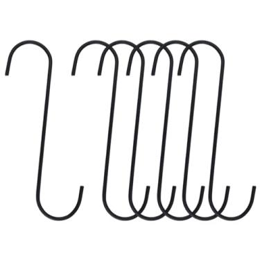 Imagem de Meprotal 6 ganchos S extra grandes, ganchos de ferro de 19 cm, resistentes para pendurar plantas, cesta, galho de árvore, armário, jardim, pérgula, uso interno e externo, preto