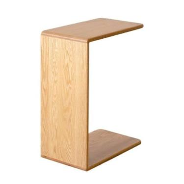 Imagem de Mesa lateral minimalista em forma de C - mesa lateral de sofá vertical horizontal utilizável minimalista mesa de cabeceira de madeira (natural)