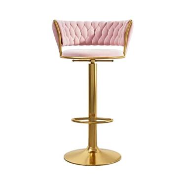 Imagem de Cadeira de bar, bar doméstico, recepção, cadeira alta giratória com encosto ajustável (65-80 cm) bancos de bar ajustáveis (cor: cinza)