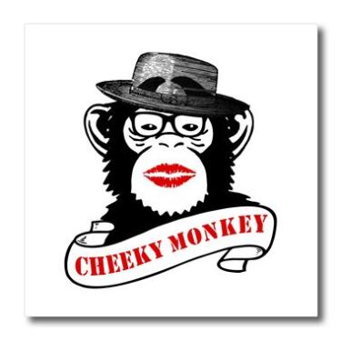 Imagem de Design de macaco atrevido 3D Rose Funny Cheeky Monkey - Chimpanzé com chapéu e batom em transferência de calor, 25 x 25 cm, branco