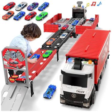 Imagem de Caminhão Transportador que Vira Pista de Corrida Dobrável de 3 Camadas, Inclui 8 Carros, Diuerma.